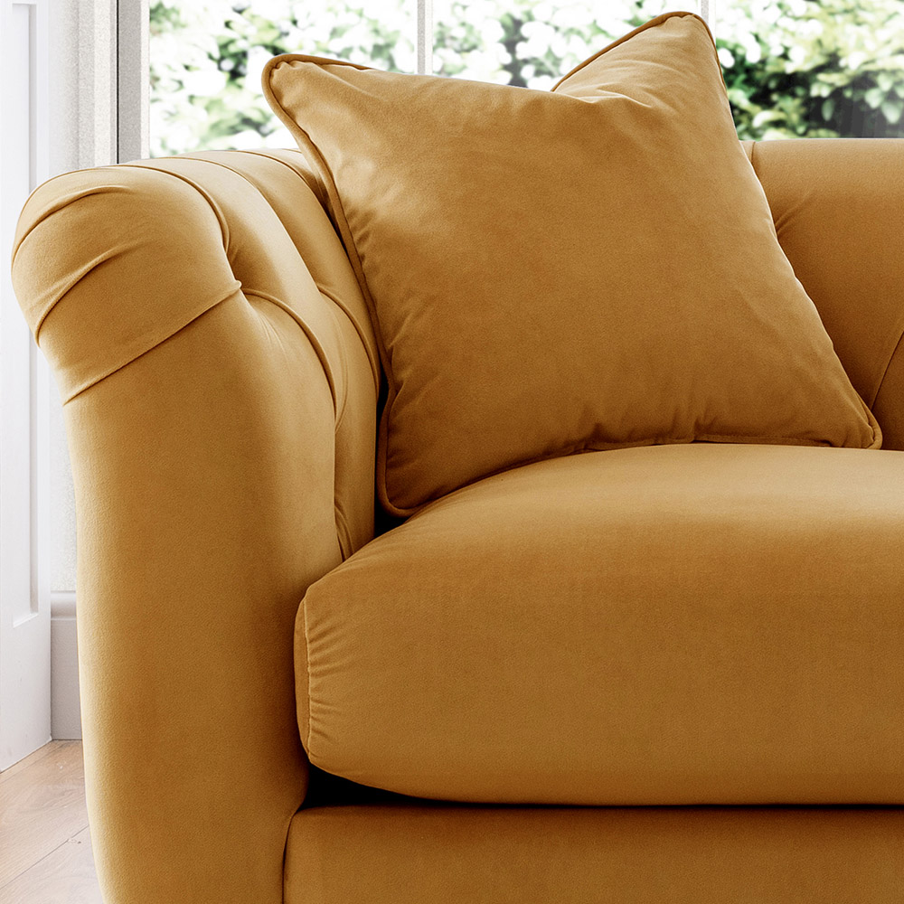 2 Seater Ochre Velvet Sofa Image 2
