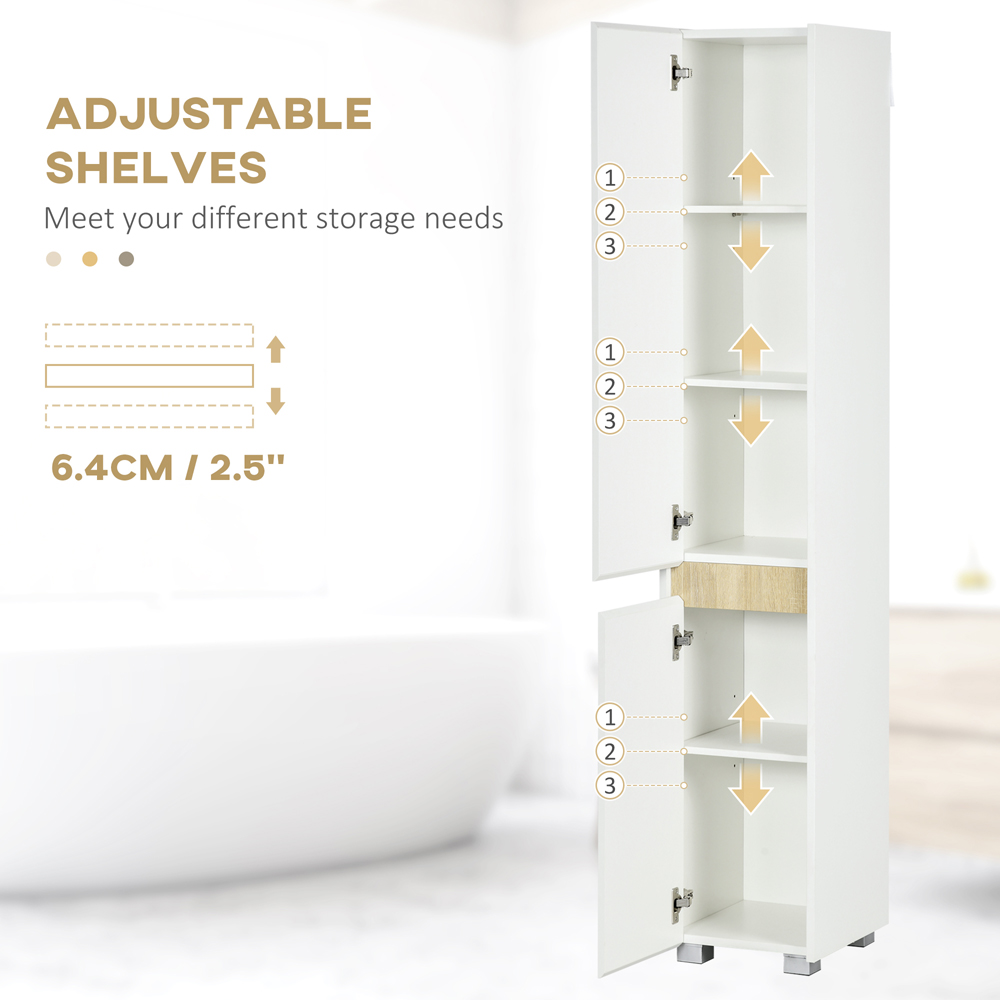 Kleankin 5-TierWhite Tall Adjustable Bathroom Cabinet Image 6