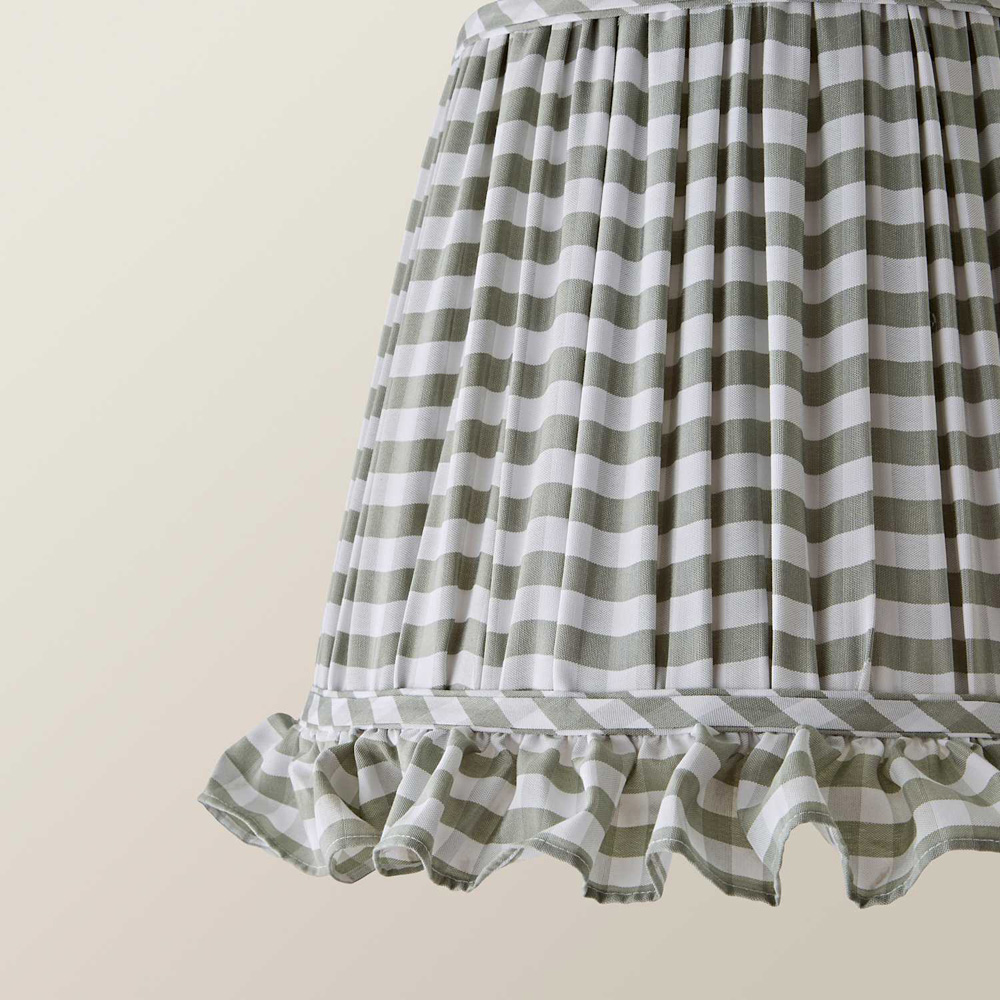 ValueLights Faye Green Check Tapered Ruffle Detail Trim Easy Fit Pendant Lamp Shade 40cm Image 4