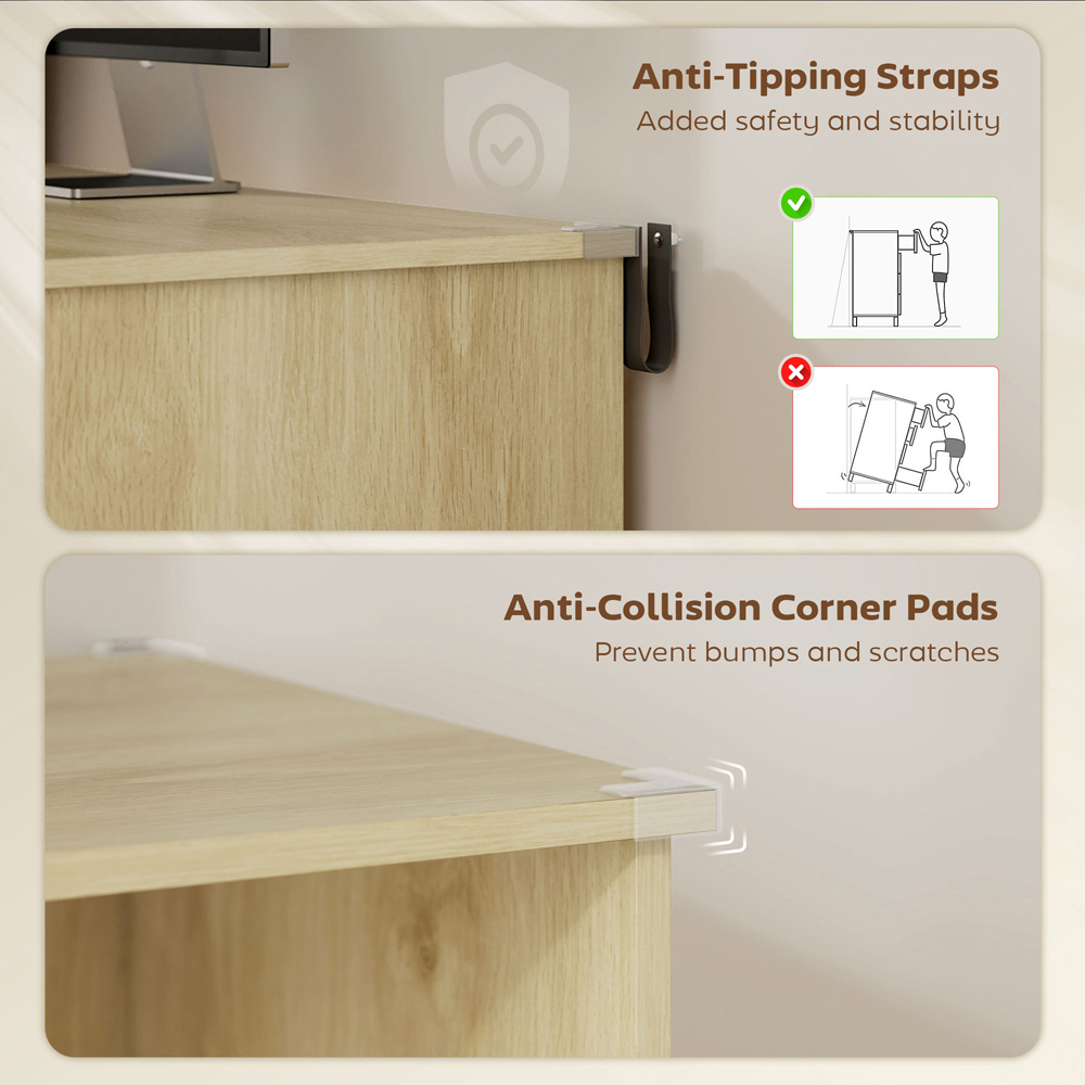 HOMCOM Single Drawer 4 Shelf Computer Desk Oak Wood Effect Image 7
