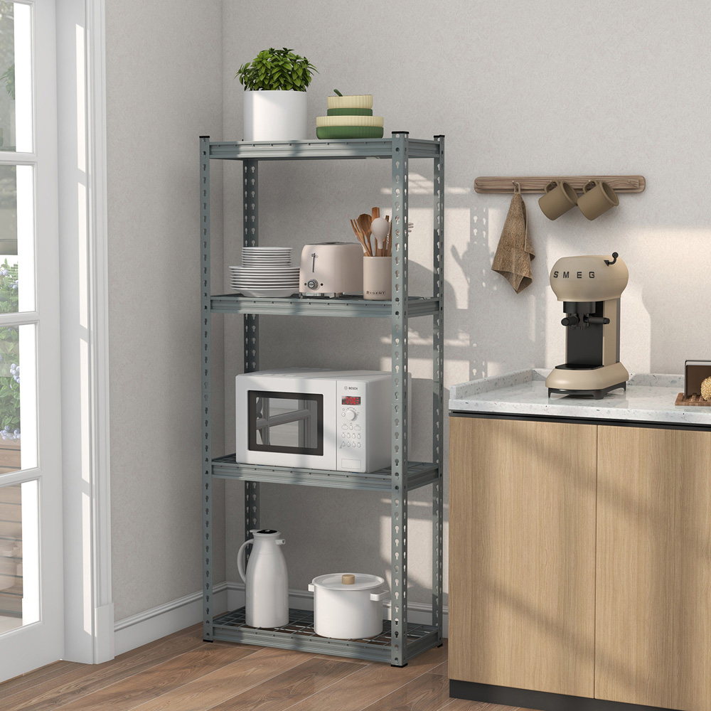 Costway 3 Shelf Grey Metal Garage Storage Unit Image 2