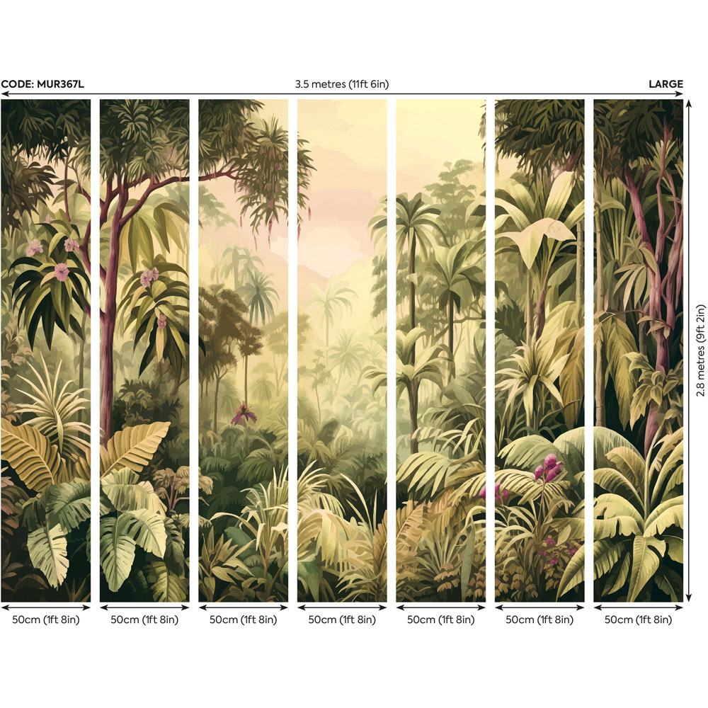 Origin Murals Jungle Trees Green Wall Mural Image 3