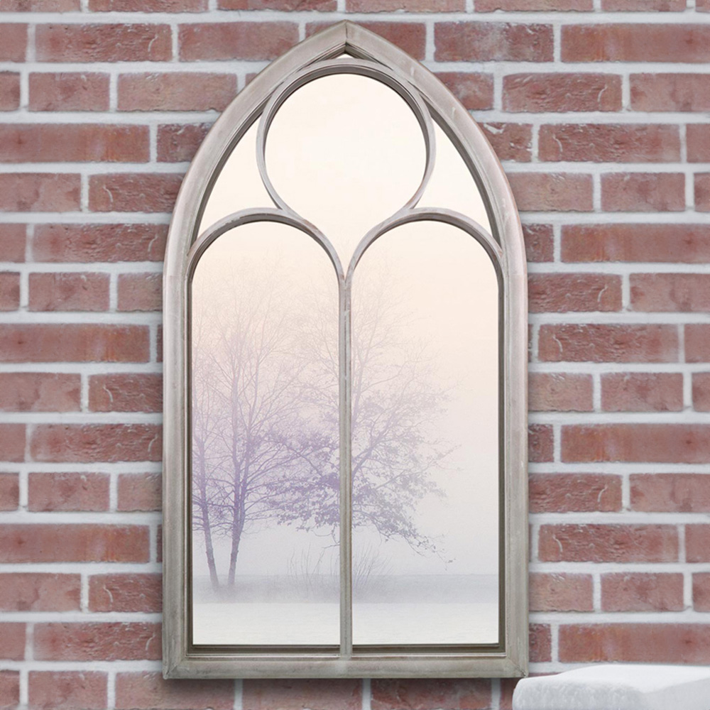 MirrorOutlet Somerley Stone Chapel Arched Garden Mirror 112 x 61cm Image 2