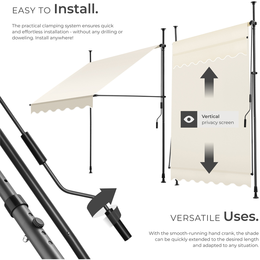 tectake Beige Retractable Awning 1.5 x 1.8m Image 3