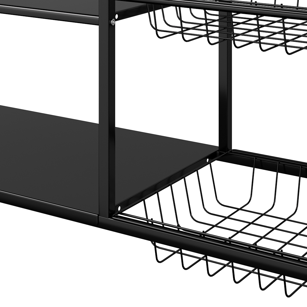 Living and Home 4-Tier Black Microwave Storage Rack on Wheel Image 6