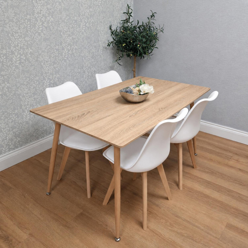 Kosy Koala 4 Seater Wood Effect Faux Leather Dining Set White Image 3