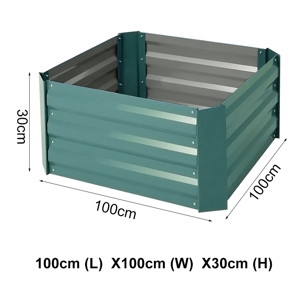 Living and Home Green Galvanized Steel Square Raised Garden Bed Planter Box Image 6