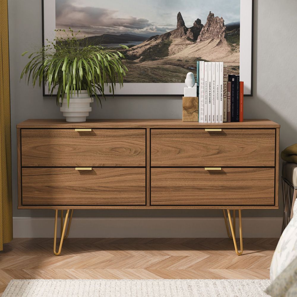 Crowndale Hong Kong 4 Drawer Carini Walnut Bed Box Ready Assembled Image 1
