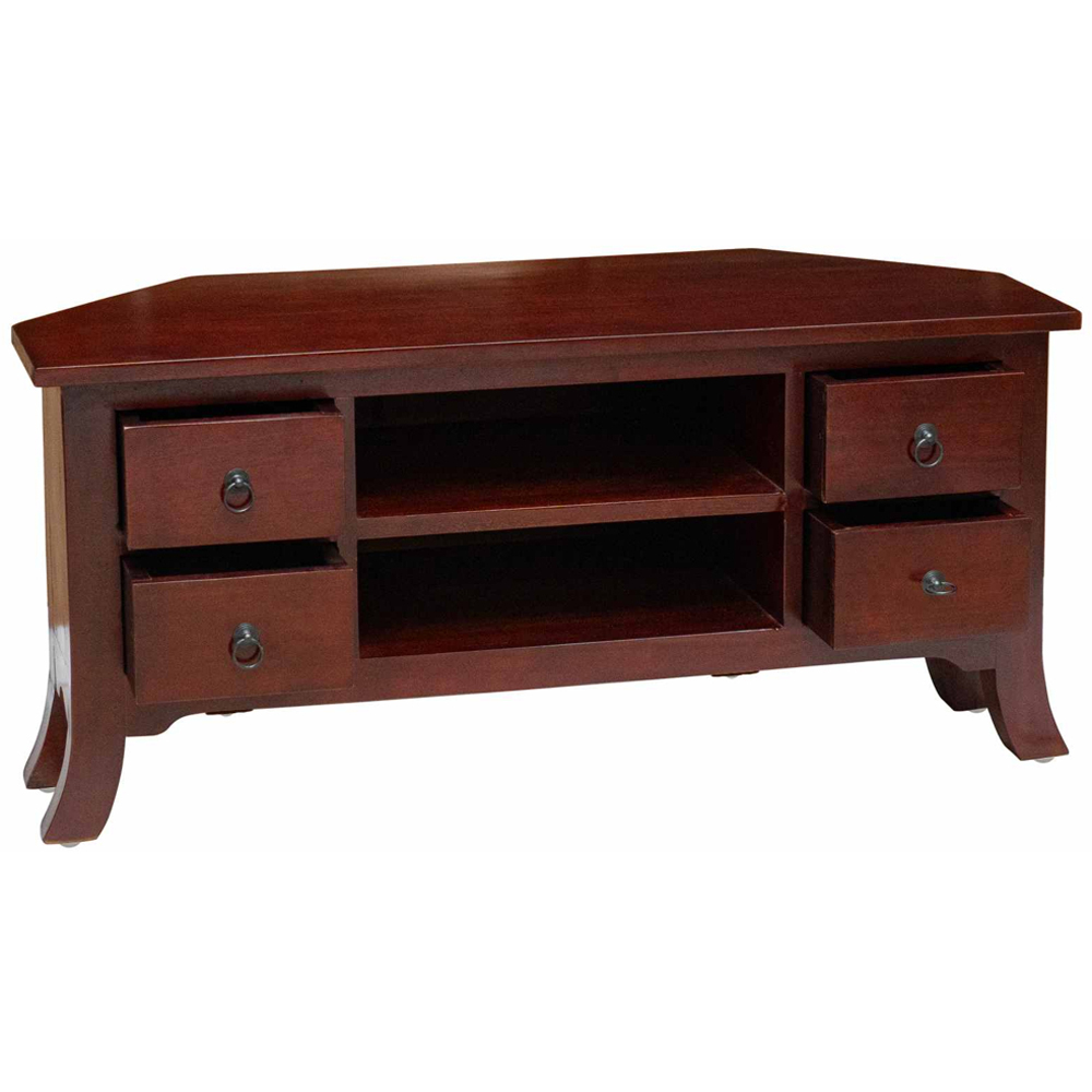 vidaXL 4 Drawer 2 Shelf Brown Solid Mahogany Wood TV Cabinet Image 4