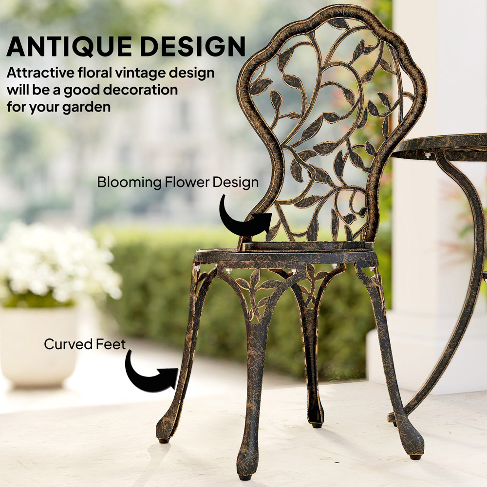Outsunny 2 Seater Brown Aluminium Garden Bistro Set Image 7