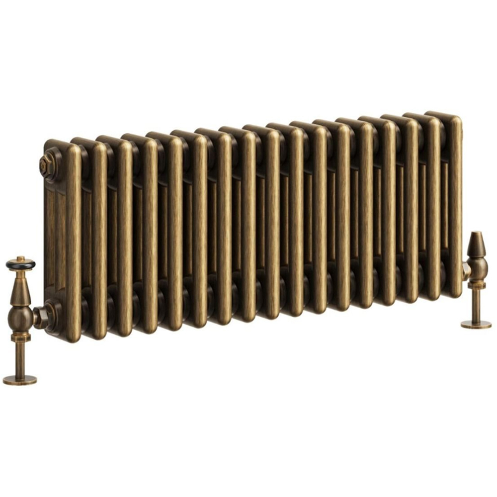Go Bathrooms Clarence Antique Brass 3 Column Radiator 300 x 785mm Image 1