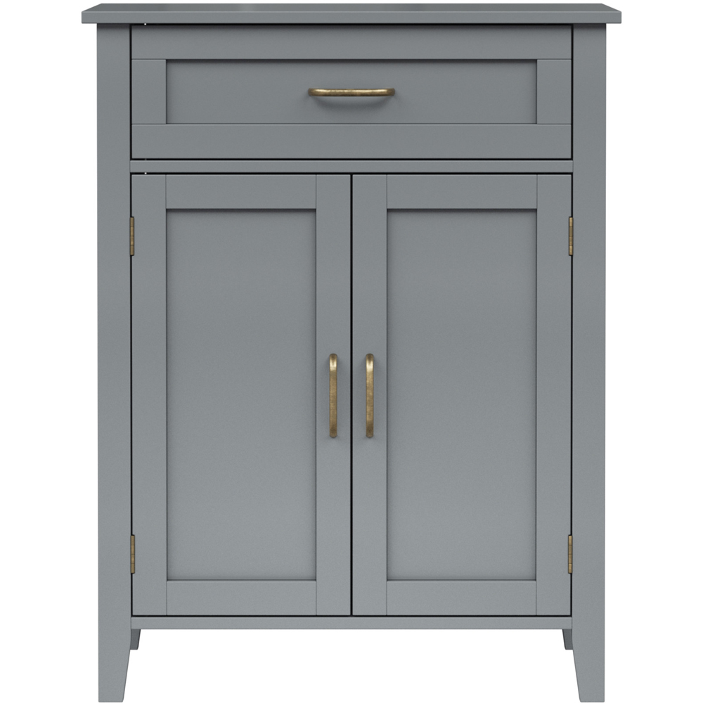 Teamson Home Mercer 2 Door Single Drawer Grey Mid Century Wooden Floor Storage Cabinet Image 2