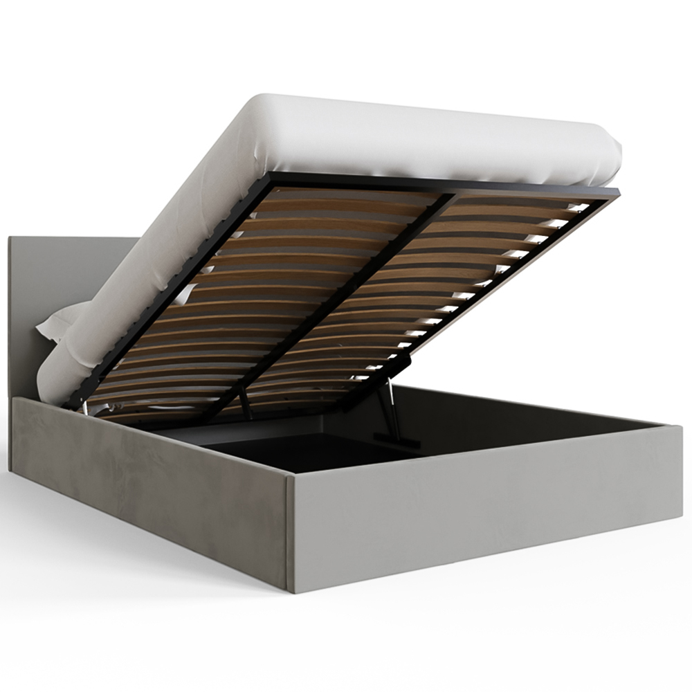 GFW Small Double Charcoal Grey Velvet End Lift Ottoman Bed with Memory Pocket Spring Mattress Image 5