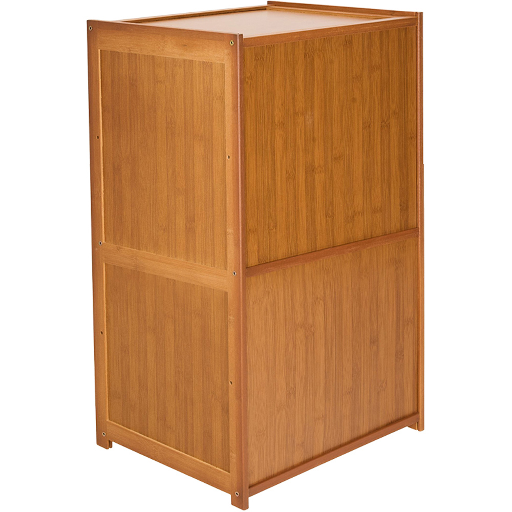 Living and Home 2 Acrylic Door Brown Bamboo Bookcase Image 4