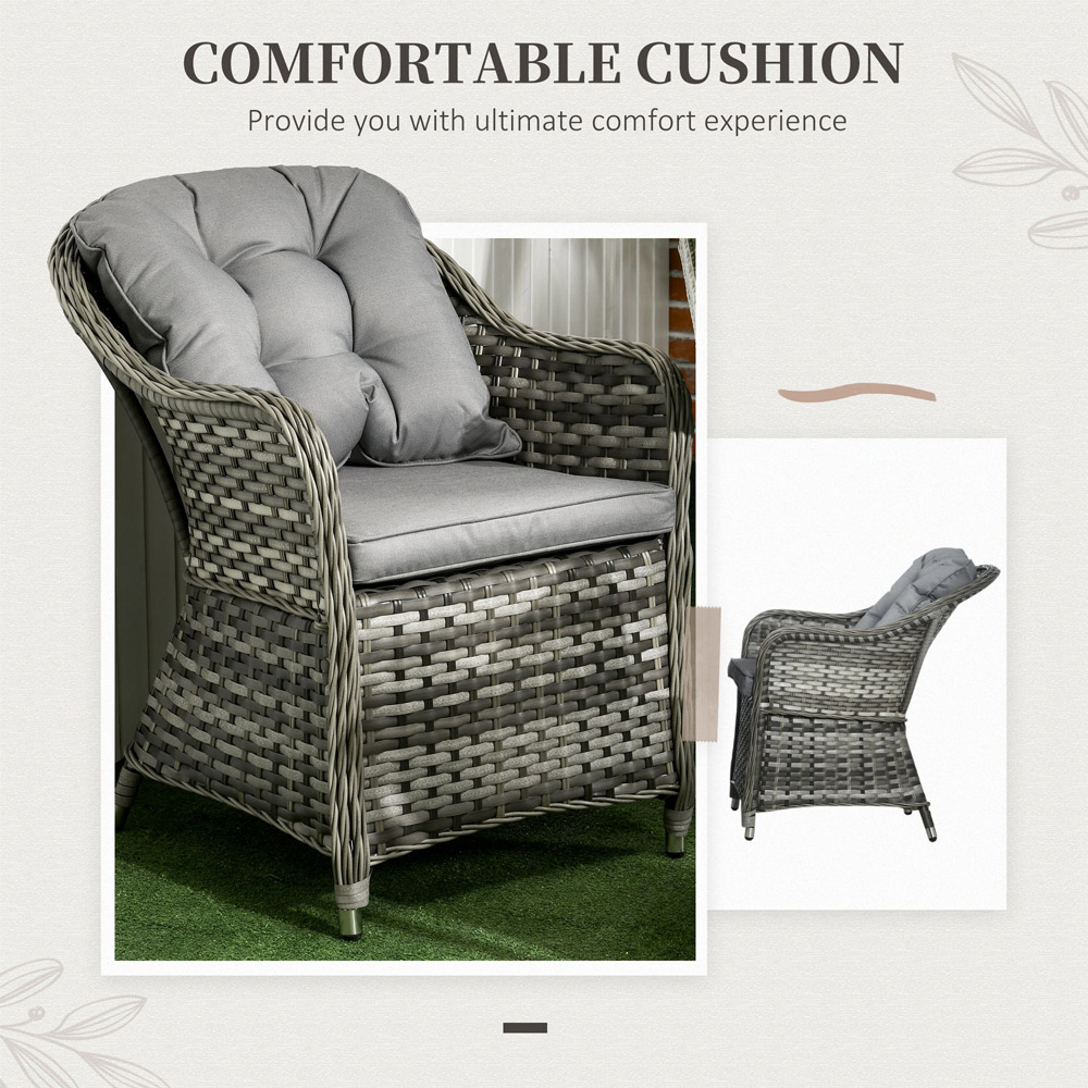 Outsunny 6 Seater Grey PE Rattan Garden Dining Set Image 6