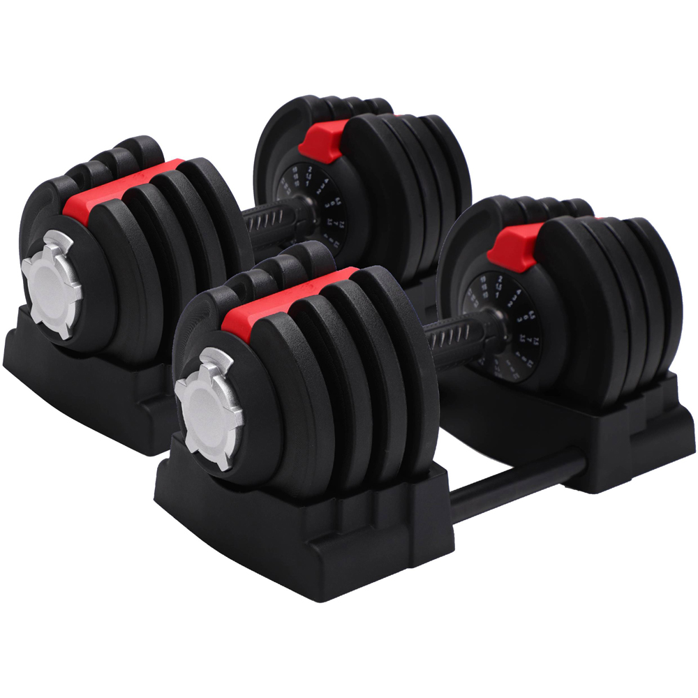 Strongology ELEMENT18 Black and Red Adjustable Dumbbell 1.5kg to 18kg 2 Pack Image 1