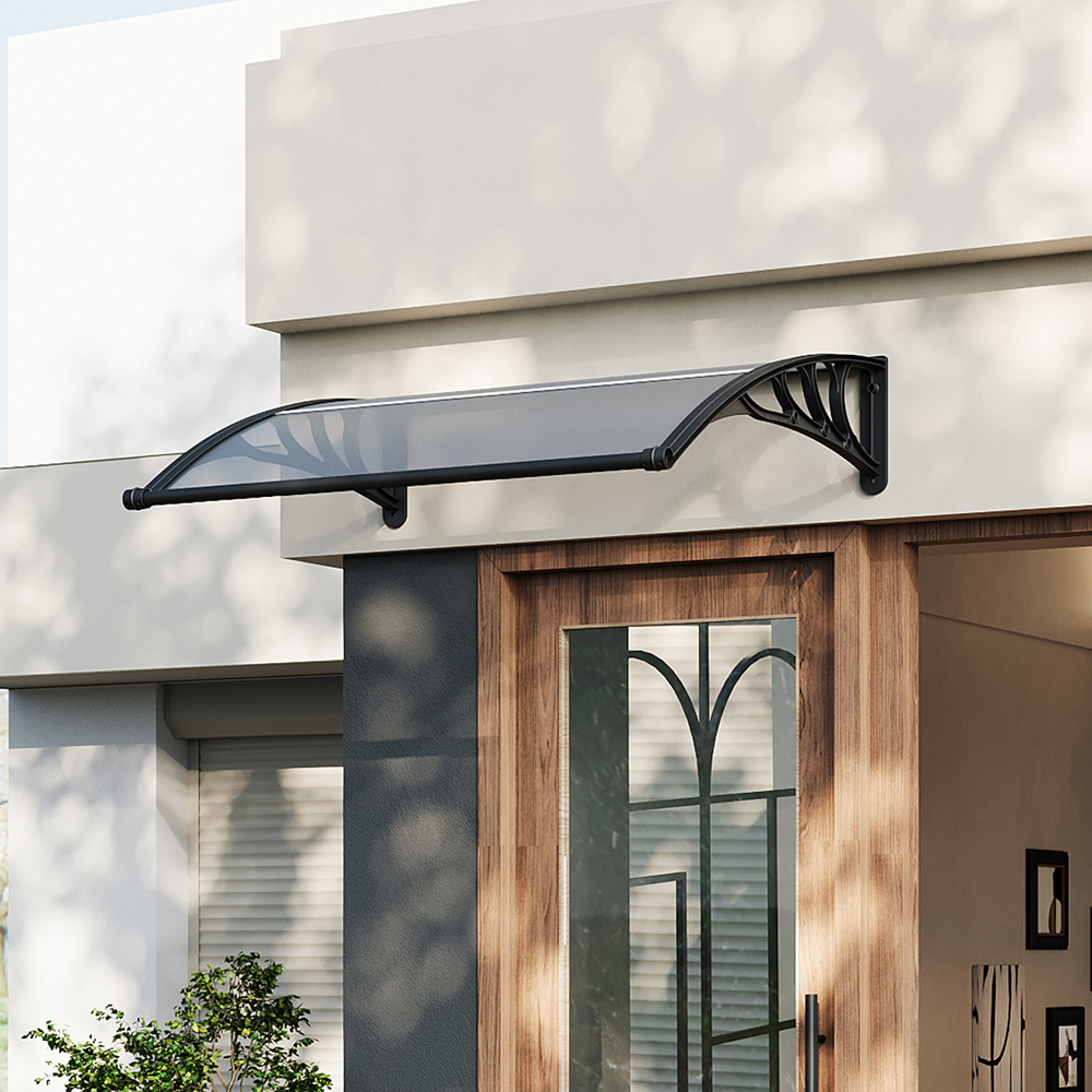 Living and Home Dark Grey Arched Door and Window Awning with Water Channel 1.2 x 1m Image 8