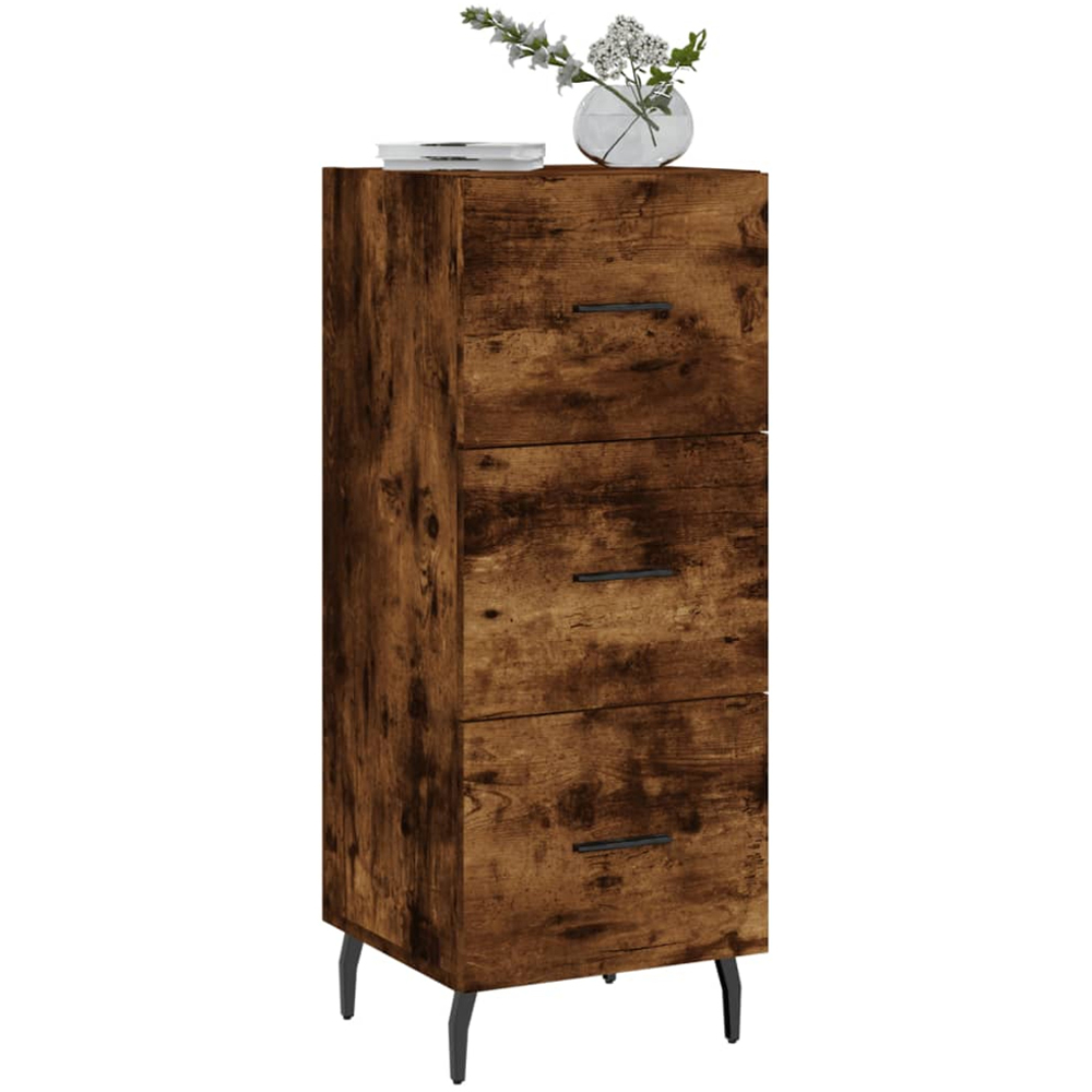 vidaXL 3 Drawer Smoked Oak Narrow Sideboard Image 3
