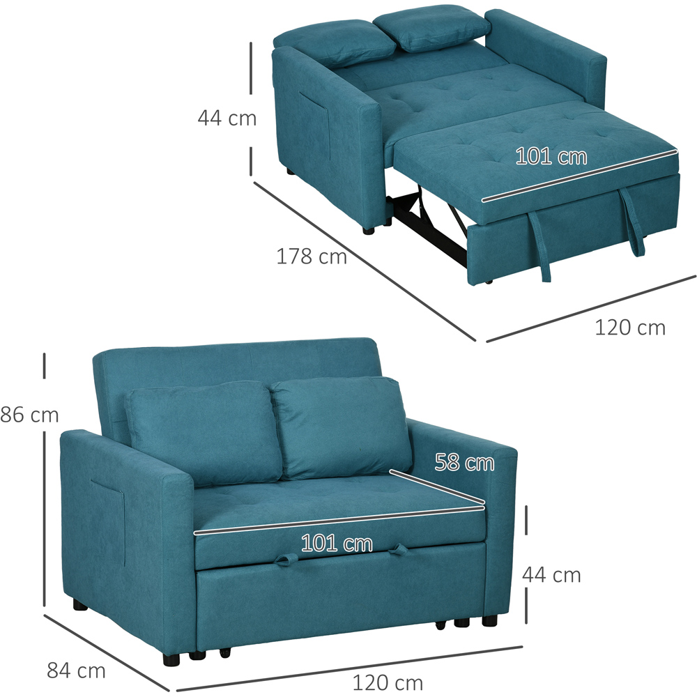 Portland 2 Seater Blue Sofa Bed Image 8