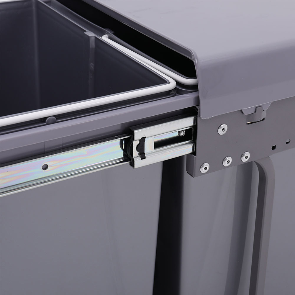 Living and Home Grey Cabinet Pull Out Double Waste Bin 40L Image 6