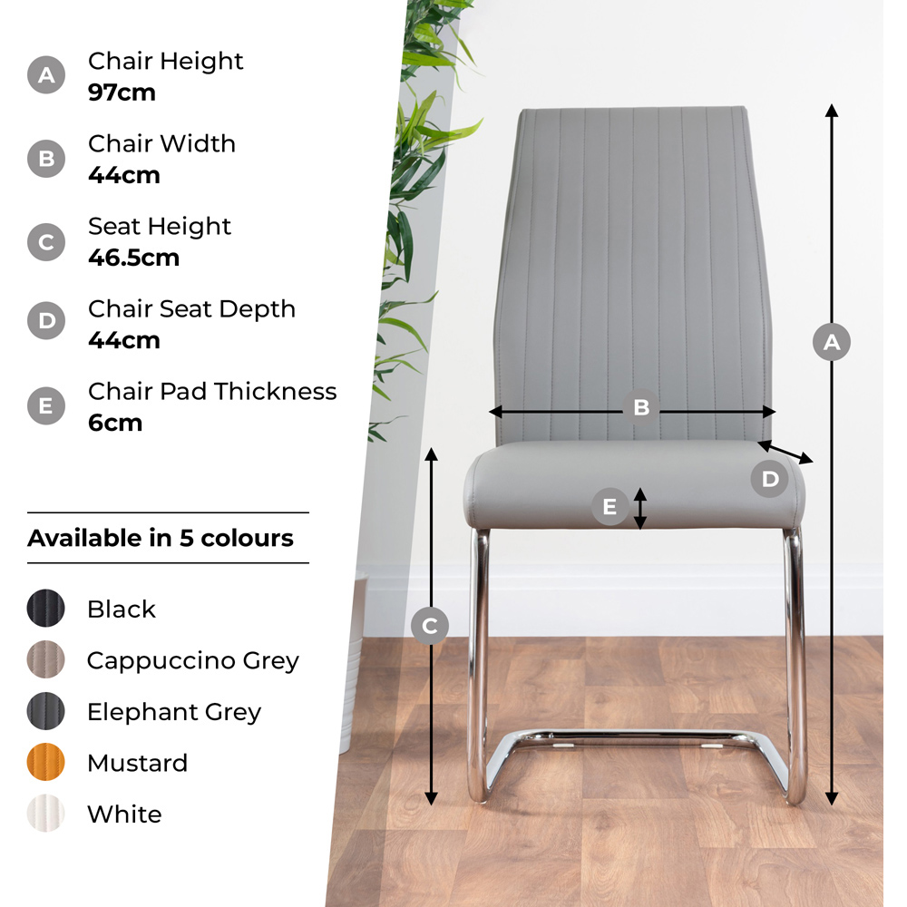 Furniturebox Fontana Set of 2 Cappuccino and Chrome Faux Leather Dining Chair Image 9