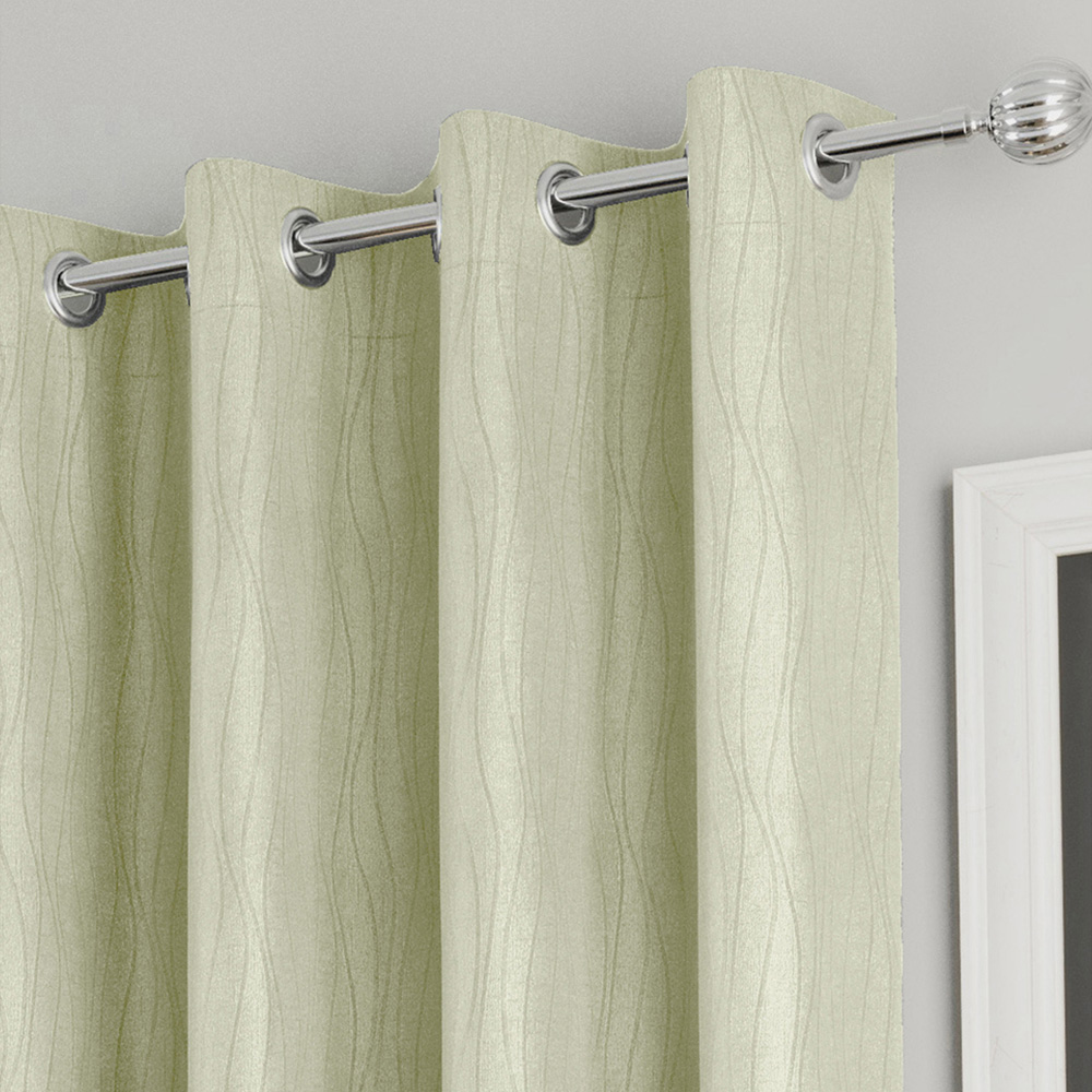 Enhanced Living Goodwood Green Embossed Wave Thermal Eyelet Curtain 229 x 229cm Image 3