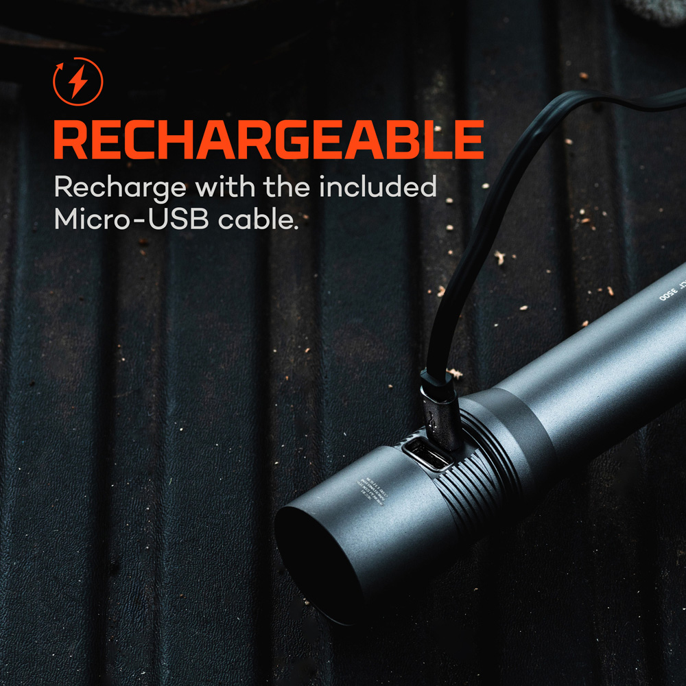 Nebo Davinci 3500 3500 Lumens Rechargeable LED Torch with 3x Zoom and Power Bank Image 3