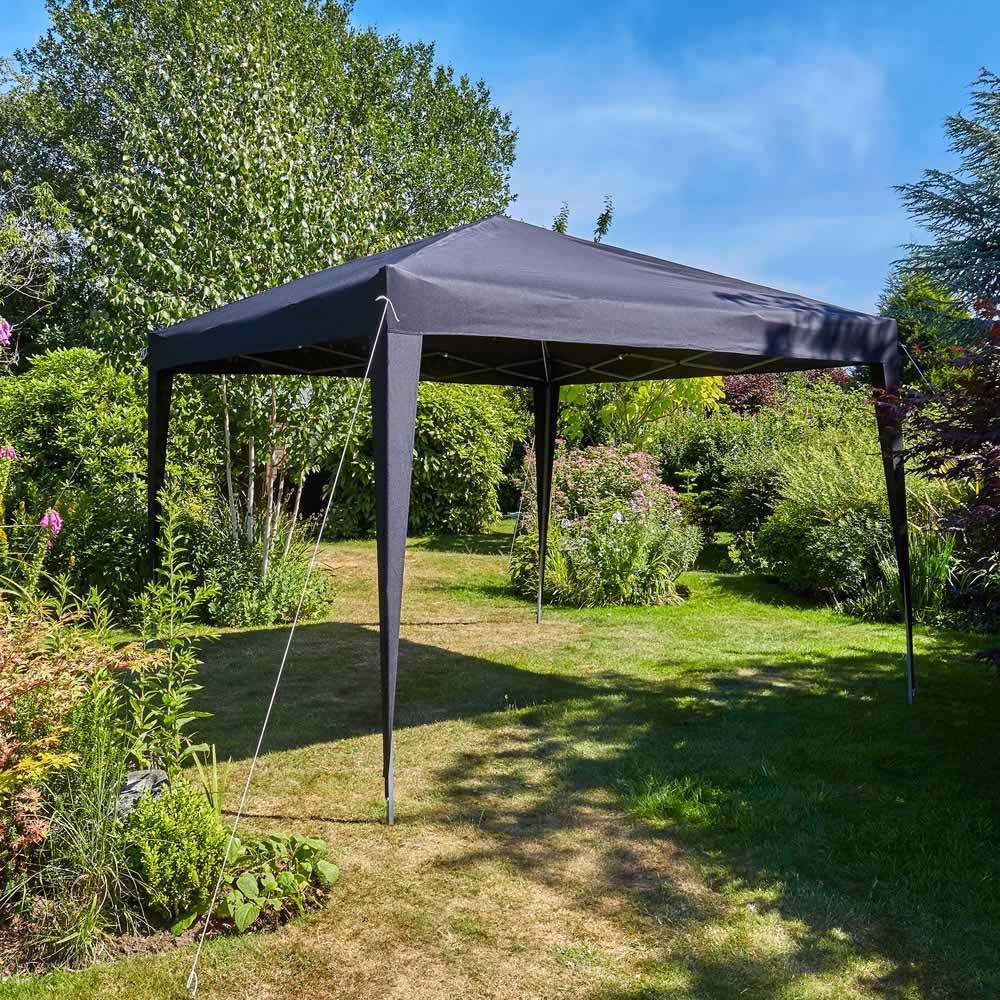 Home Source 3 x 3m Black Easy Up Garden Outdoor Gazebo Image 5