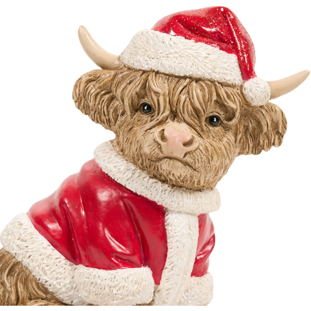 Christmas Highland Cow with Hat Ornament Image 4