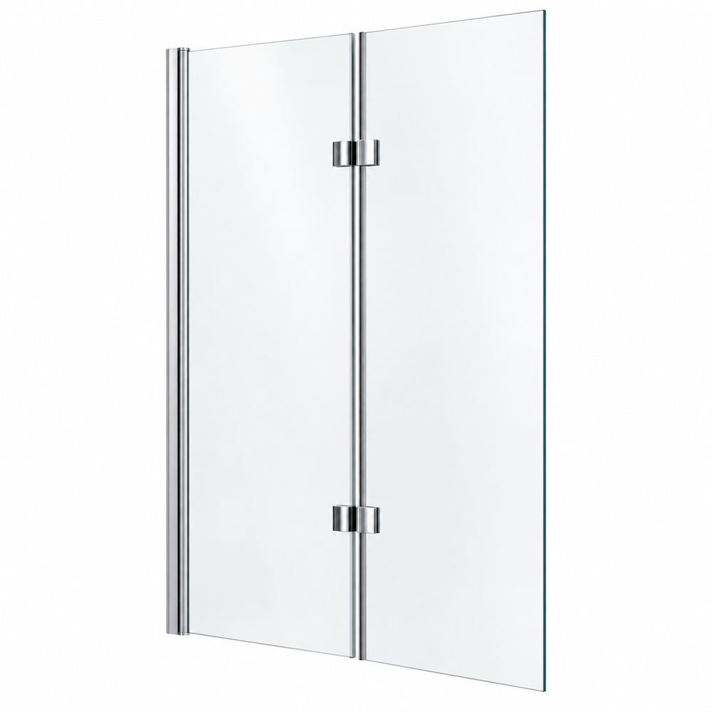 Go Bathrooms Jude Chrome Double Pivot Bath Shower Screen 800mm Image 1