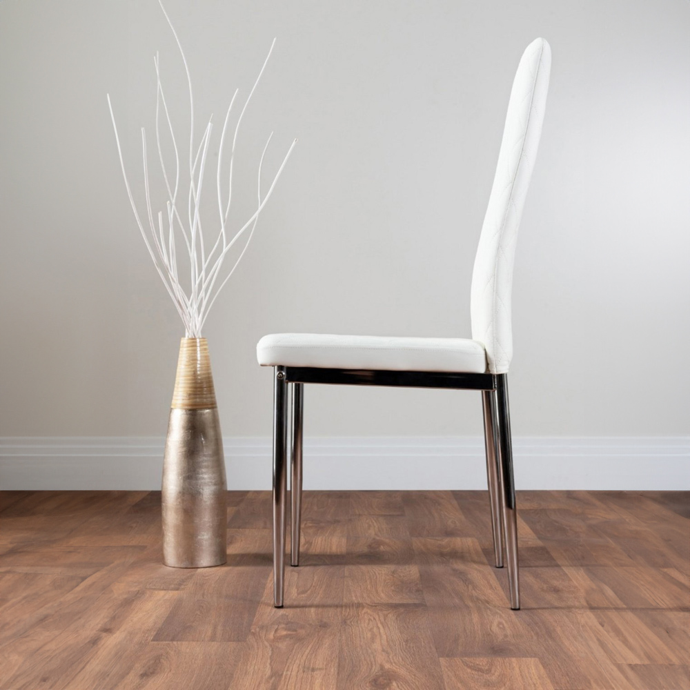 Furniturebox Arona Valera 6 Seater Round Dining Set White and Chrome Image 3