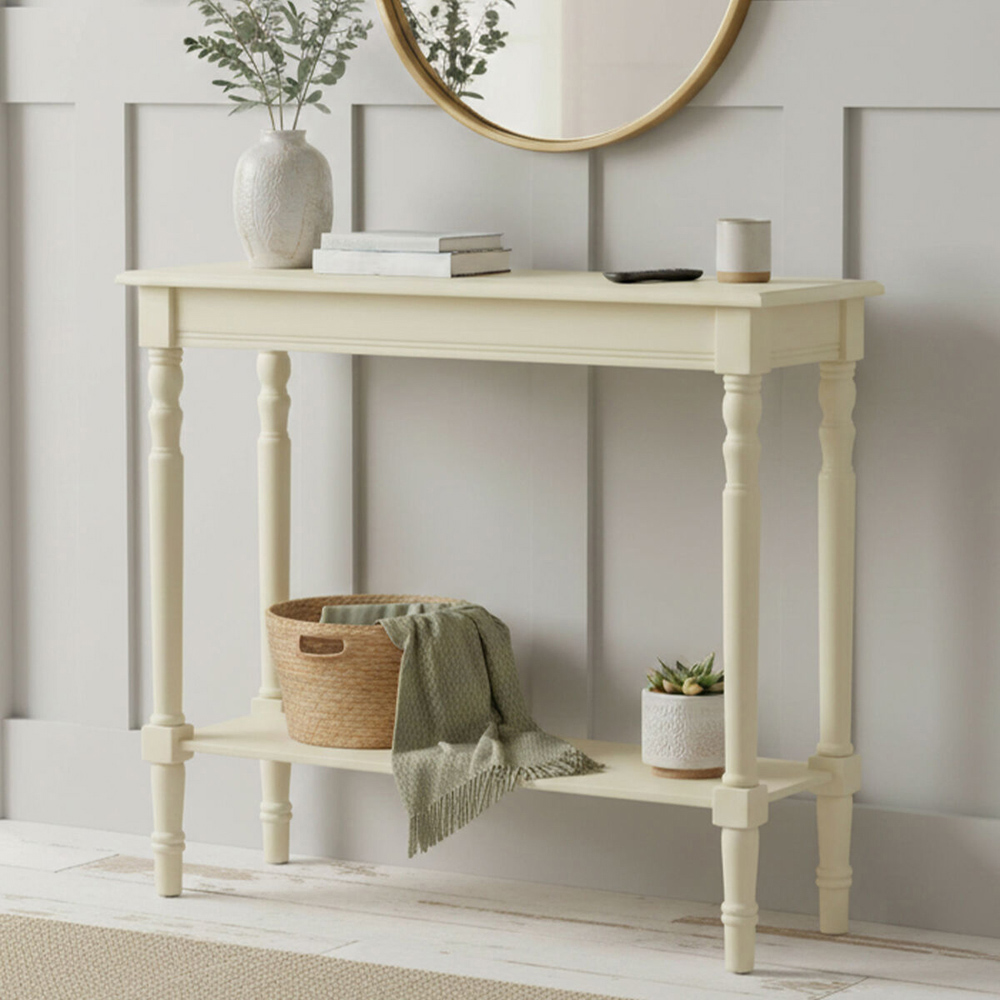 Premier Housewares Heritage Antique Single Shelf White Console Table Image 3