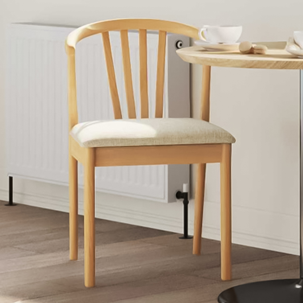 vidaXL Set of 2 Natural Rubberwood Vintage Dining Chairs Image 1