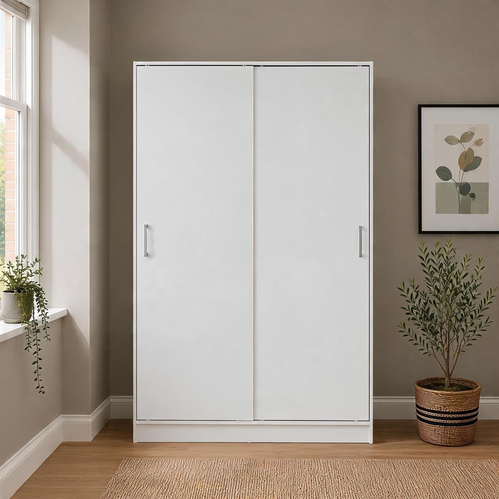 Home Source Raya 2 Sliding Door White Wardrobe Image 2