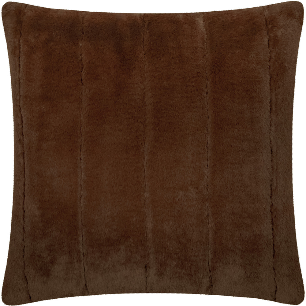 Paoletti Empress Brown Faux Fur Cushion 45 x 45cm Image 1
