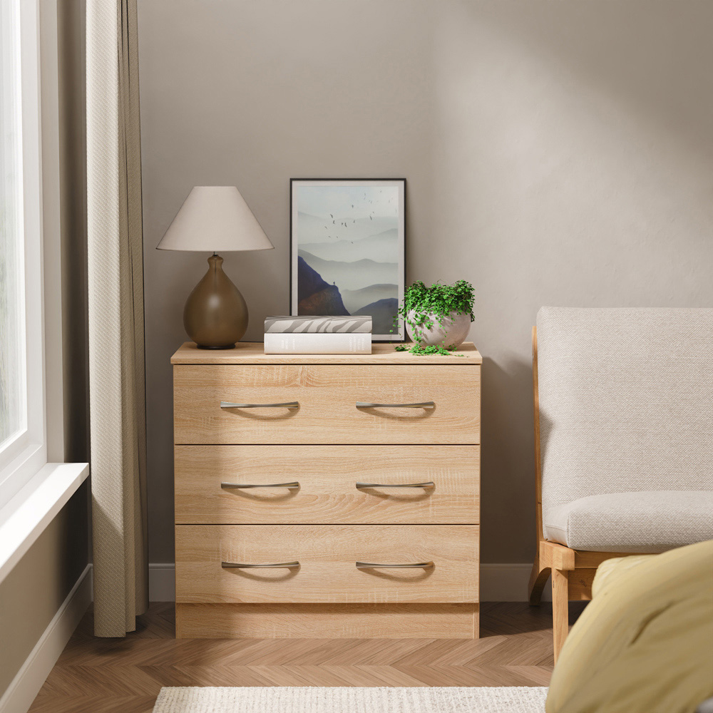 Crowndale Avon 3 Drawer Bardolino Oak Chest of Drawers Image 7