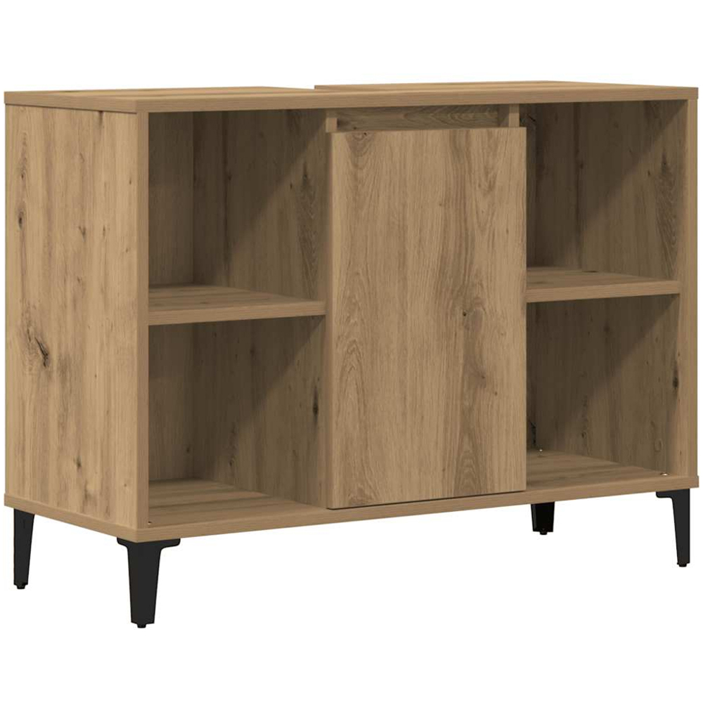 vidaXL Single Door 4 Open Compartment Artisan Oak Bathroom Sink Cabinet Image 2