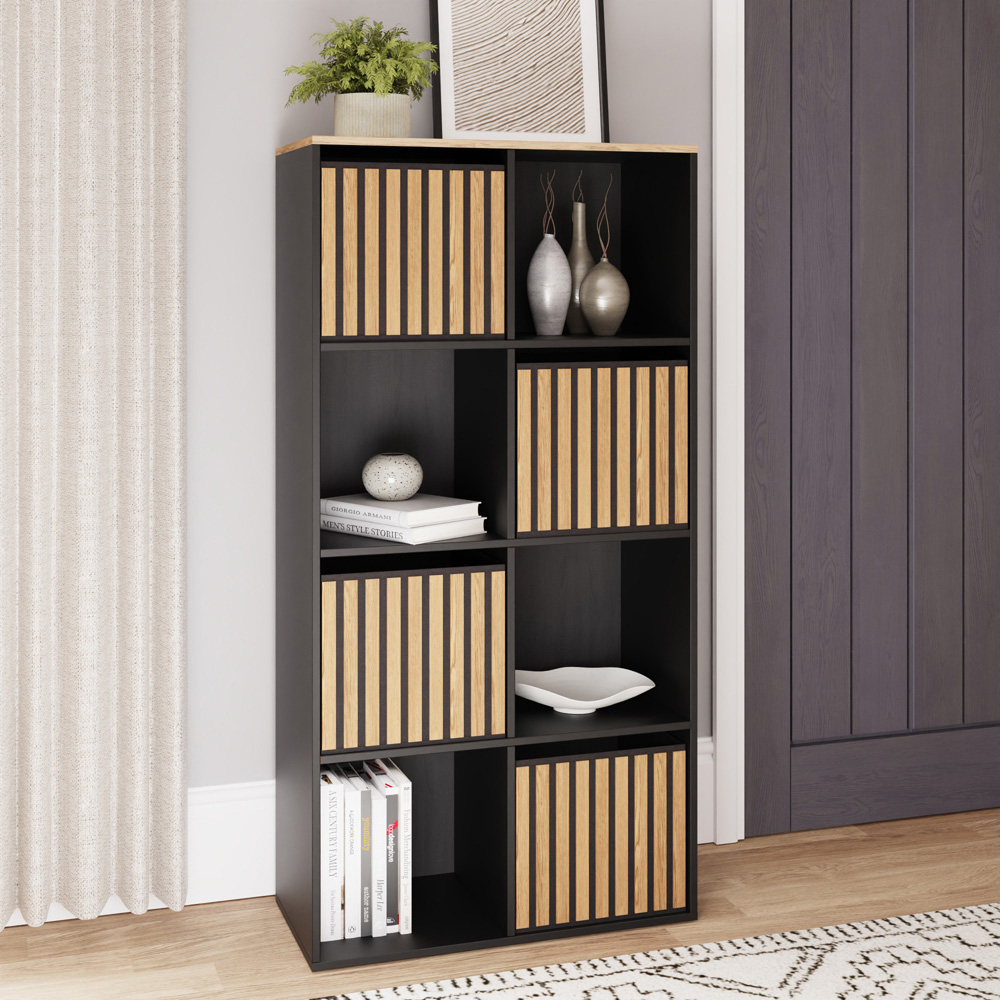 GFW Kube 4 Drawer 4 Shelf Black and Oak Storage Unit Image 7