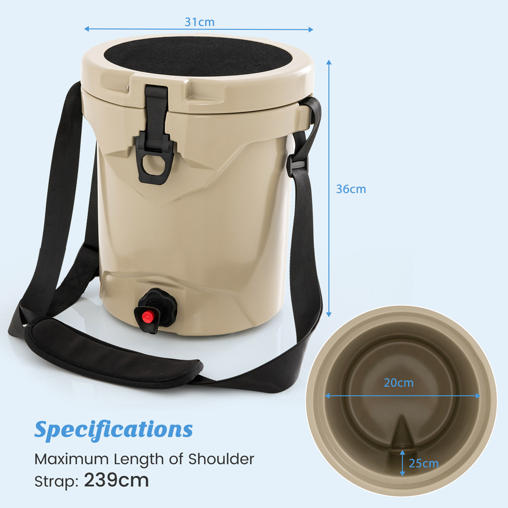 Costway Beige Rotomolded Portable Water Cooler 9.5L Image 9