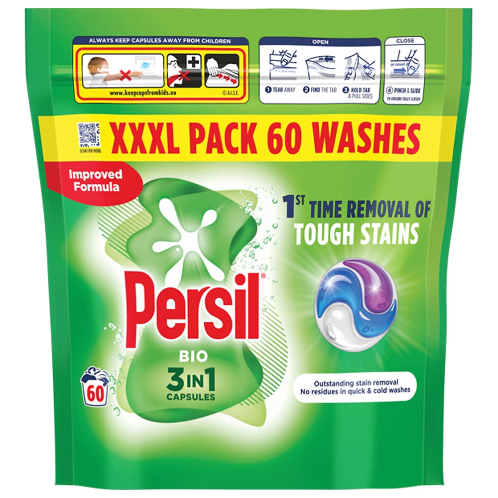 Persil Bio 3 in 1 Bio Laundry Washing Capsules 60 Washes Image