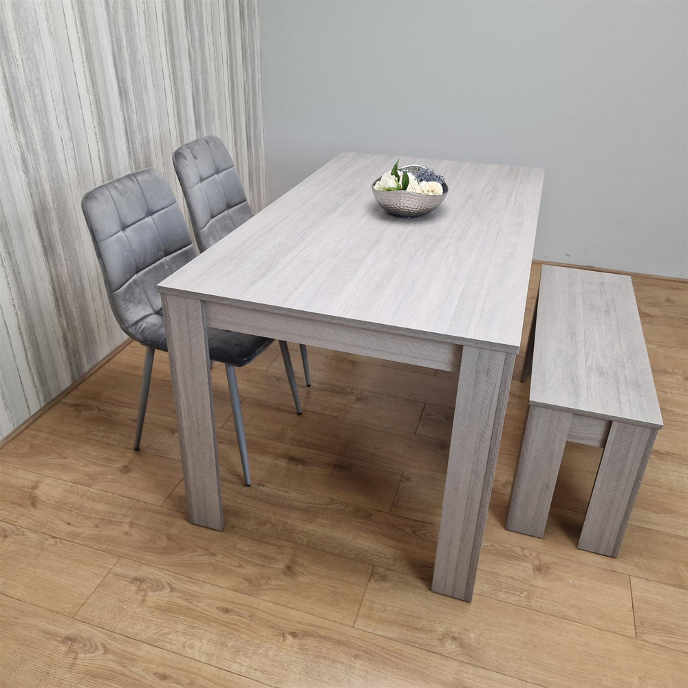 Portland 4 Seater Square Velvet Dining Table Set Arrow Grey and Grey Image 7