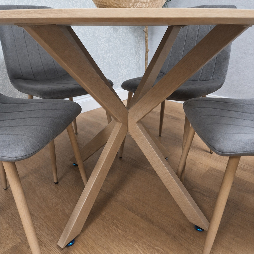 Kosy Koala 4 Seater Wood Effect Round Dining Set Grey Image 4