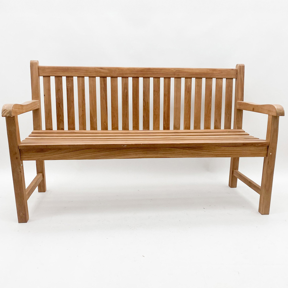 Acacia Home KD 3 Seater Natural Wood Garden Bench with Straight Backrest Image 2