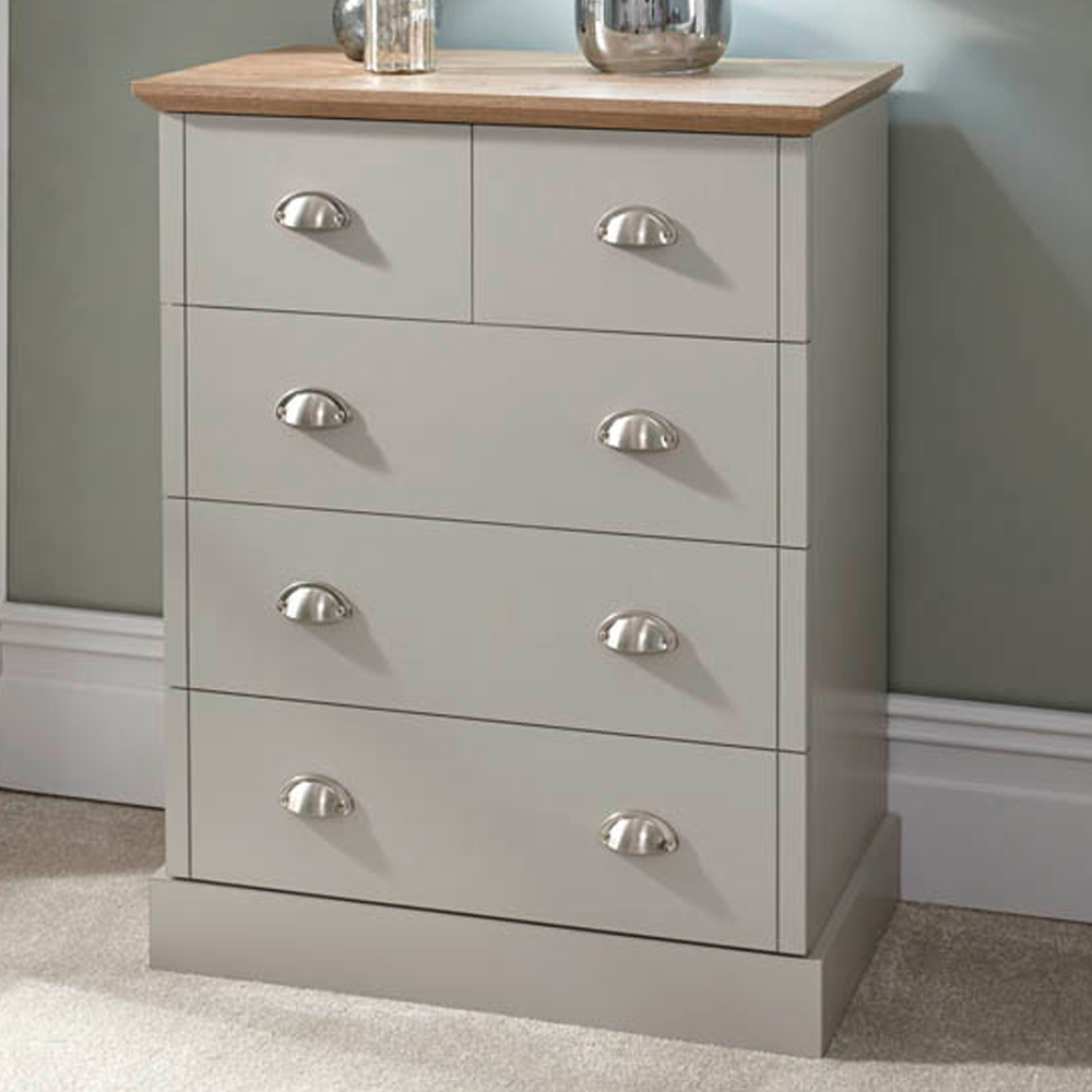 GFW Kendal 5 Drawer Grey Chest of Drawers Image 1