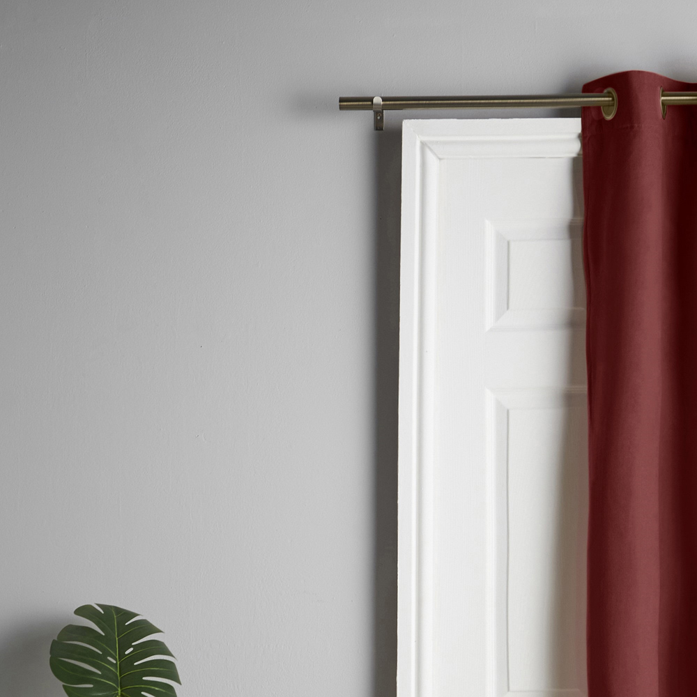 Alan Symonds Red Velvet Chenille Blackout Ring Top Eyelet Curtains 137 x 213cm Image 8