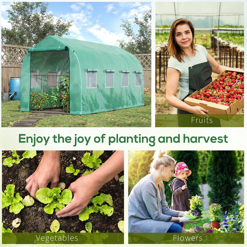 Outsunny Green Steel 13 x 6.5ft Walk In Polytunnel Greenhouse Image 7