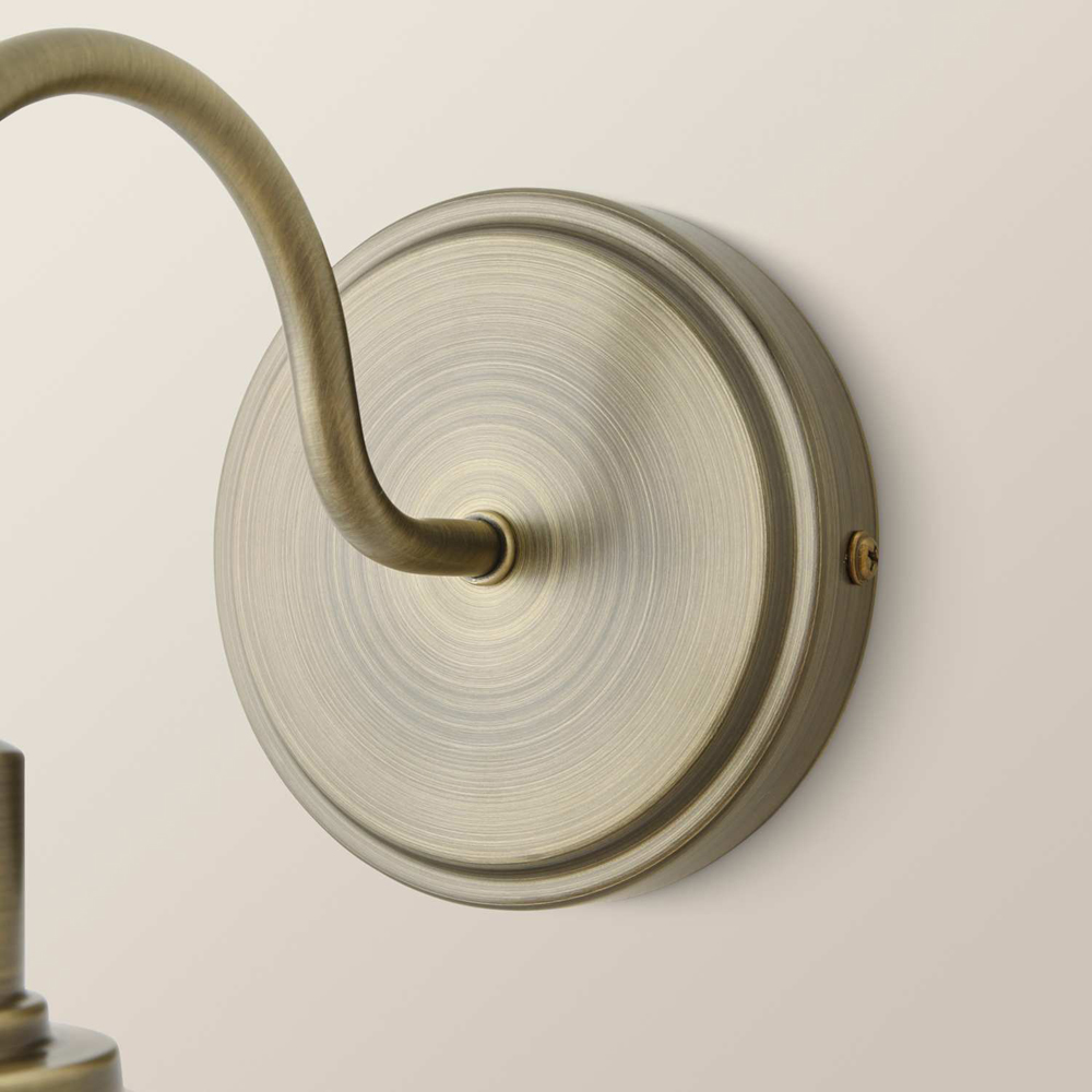 ValueLights Bourton Cream Ribbed Dome Shade Brushed Gold Wall Light with Bulb Image 3