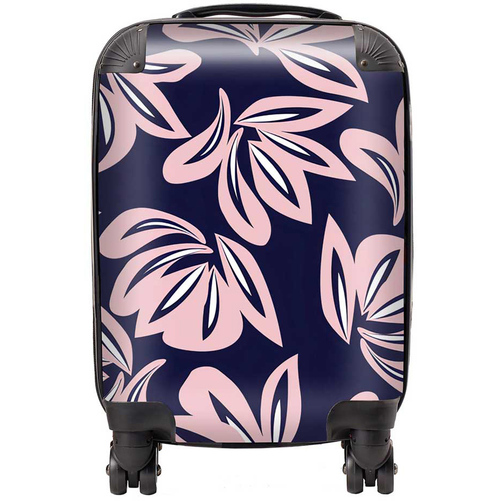 Warren Reed Designer Small Pink Navy Floral Botanical Pattern Suitcase Image 1
