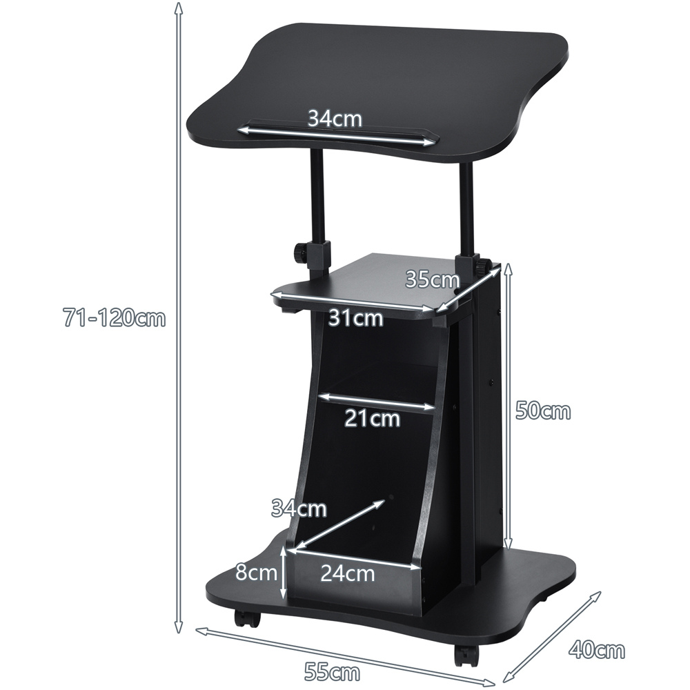 Costway Black Height Adjustable Laptop Desk with Wheels Image 9