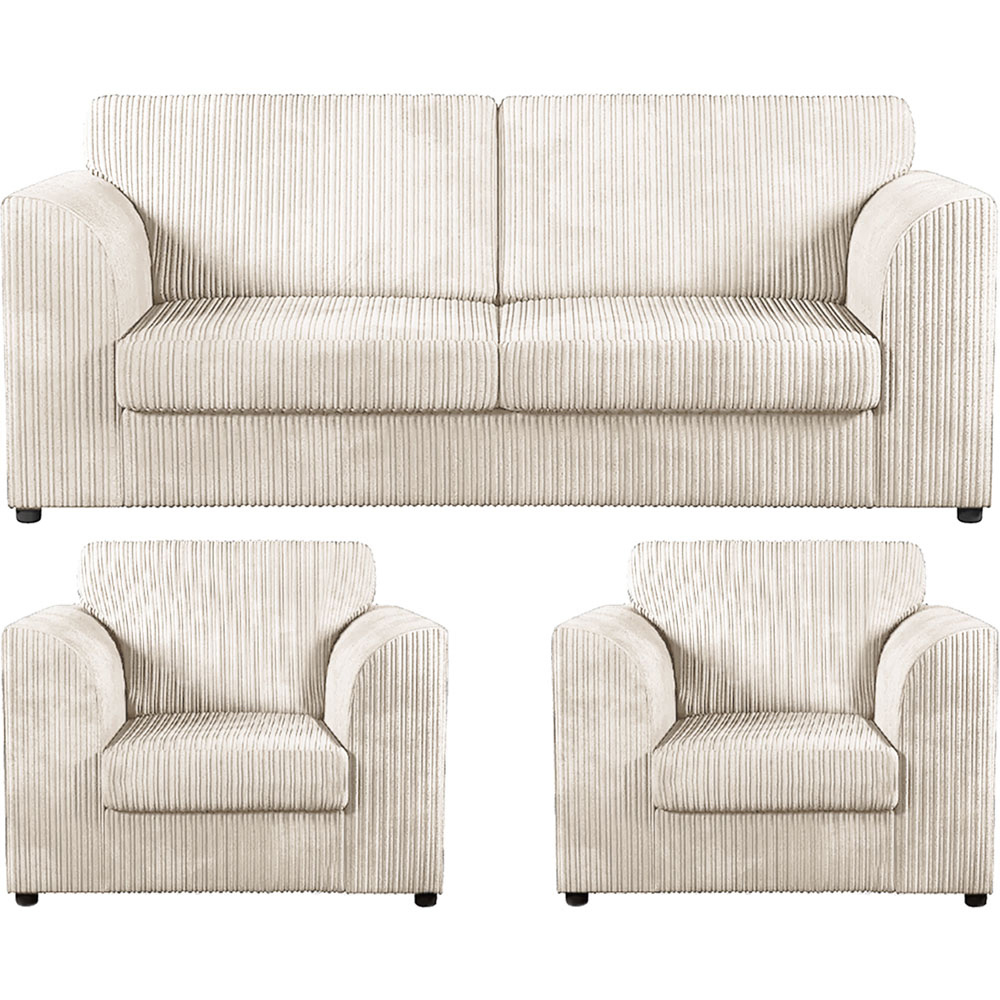 Luxor 5 Seater Cream Jumbo Cord Full Back Sofa Suite Image 2